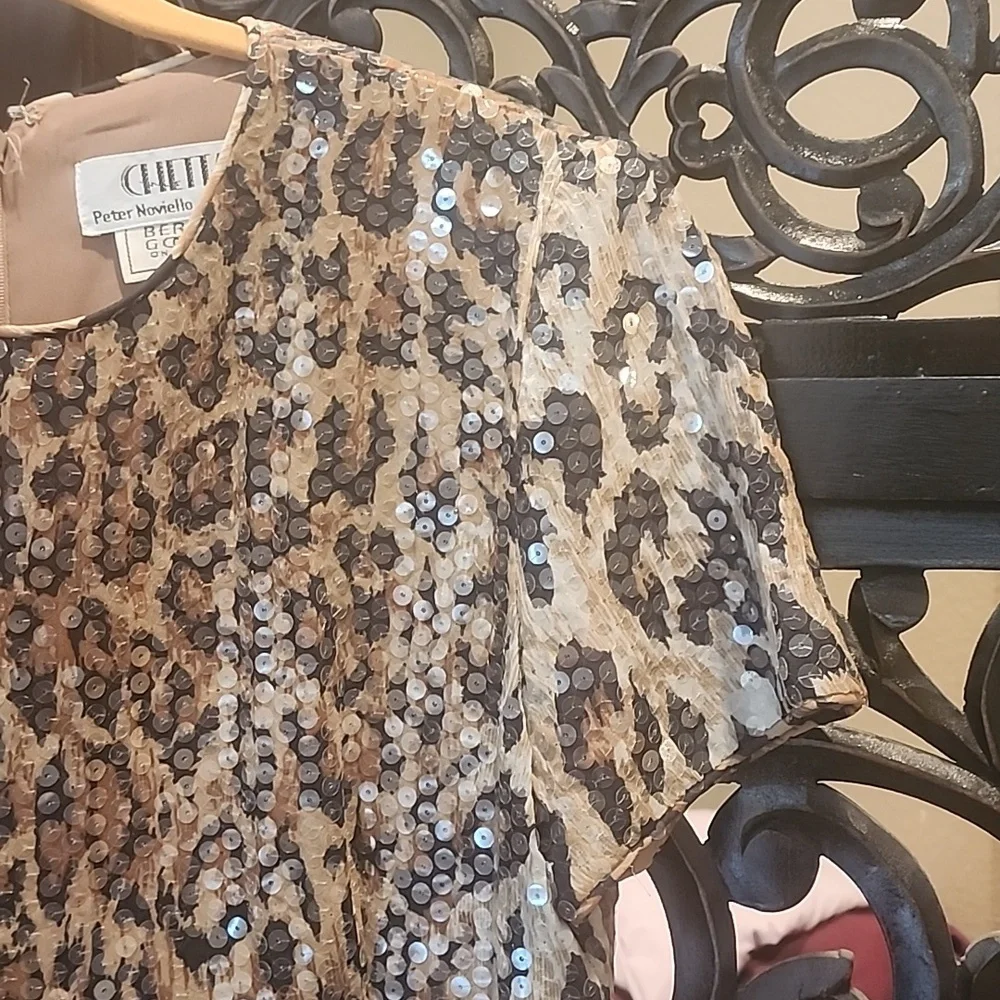 🔥Chetta B for Bergdorf Goodman Leopard Sequin Dress Size 8 EUC 🐆 - Picture 6 of 13
